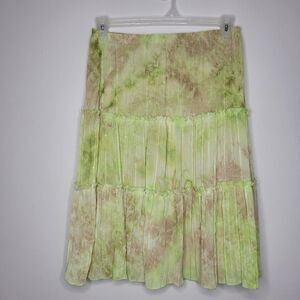 Sandra Darren y2k lime green tiered pull on peasant grunge fairy skirt size 6